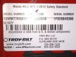 Troy Bilt Riding Mower - Model Number - Serial Number Identification Tag - A.jpg Troy Bilt Riding Mower - Model Number - Serial Number Identification Tag - A.jpg