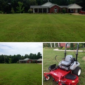 Lawn before and after mow with Exmark 60 in Pioneer S