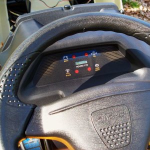 Heads up dash monitors oil pressure, pto, park brake & battery voltage