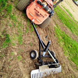 This is my yard maintenance routine.
Just built the home, and used this rake to grade, remove large stones, seed, and till the garden.