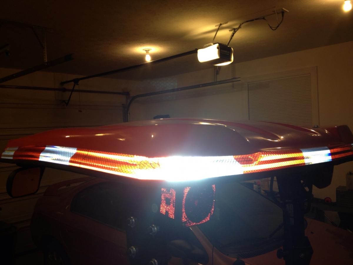 3m conspicuous reflective tape on canopy.