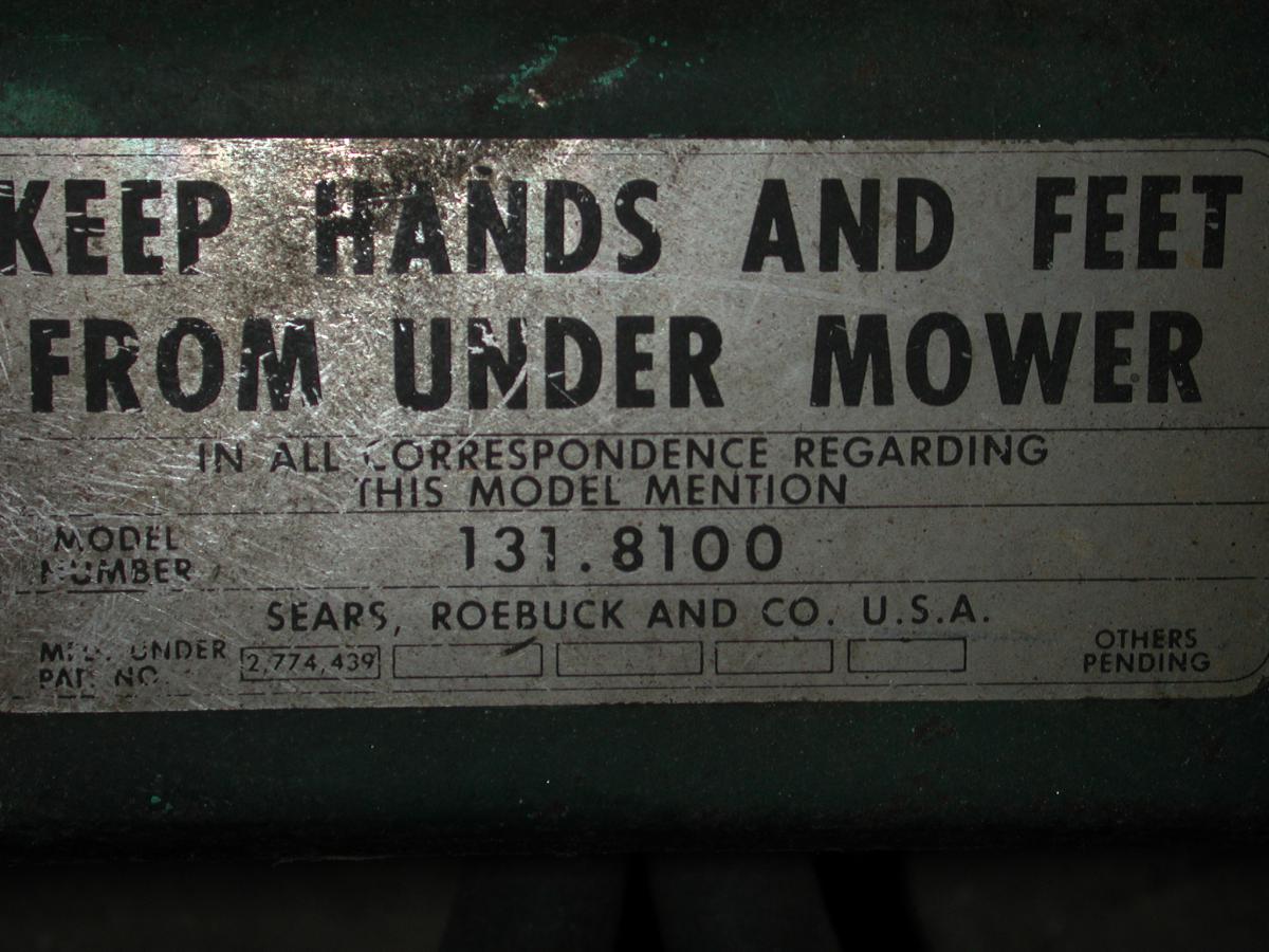 Sears Mower Label